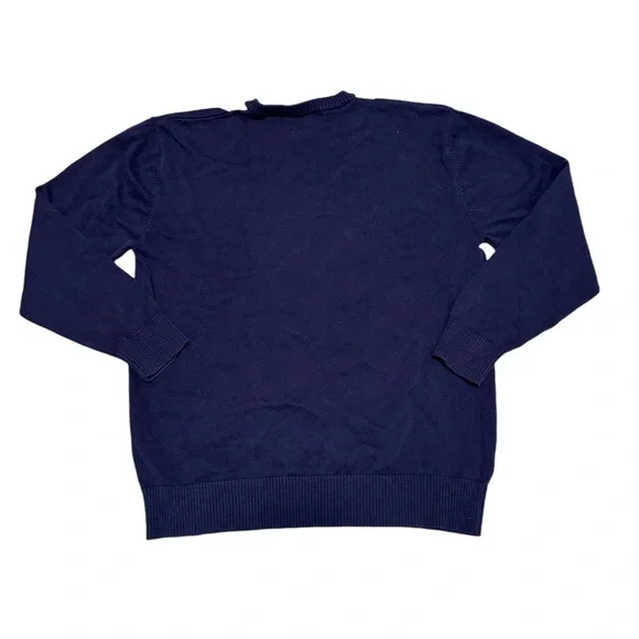 Michigan University Medium V-Neck Sweater Argyle Diamond Navy Blue Maze Gray - Picture 4 of 7